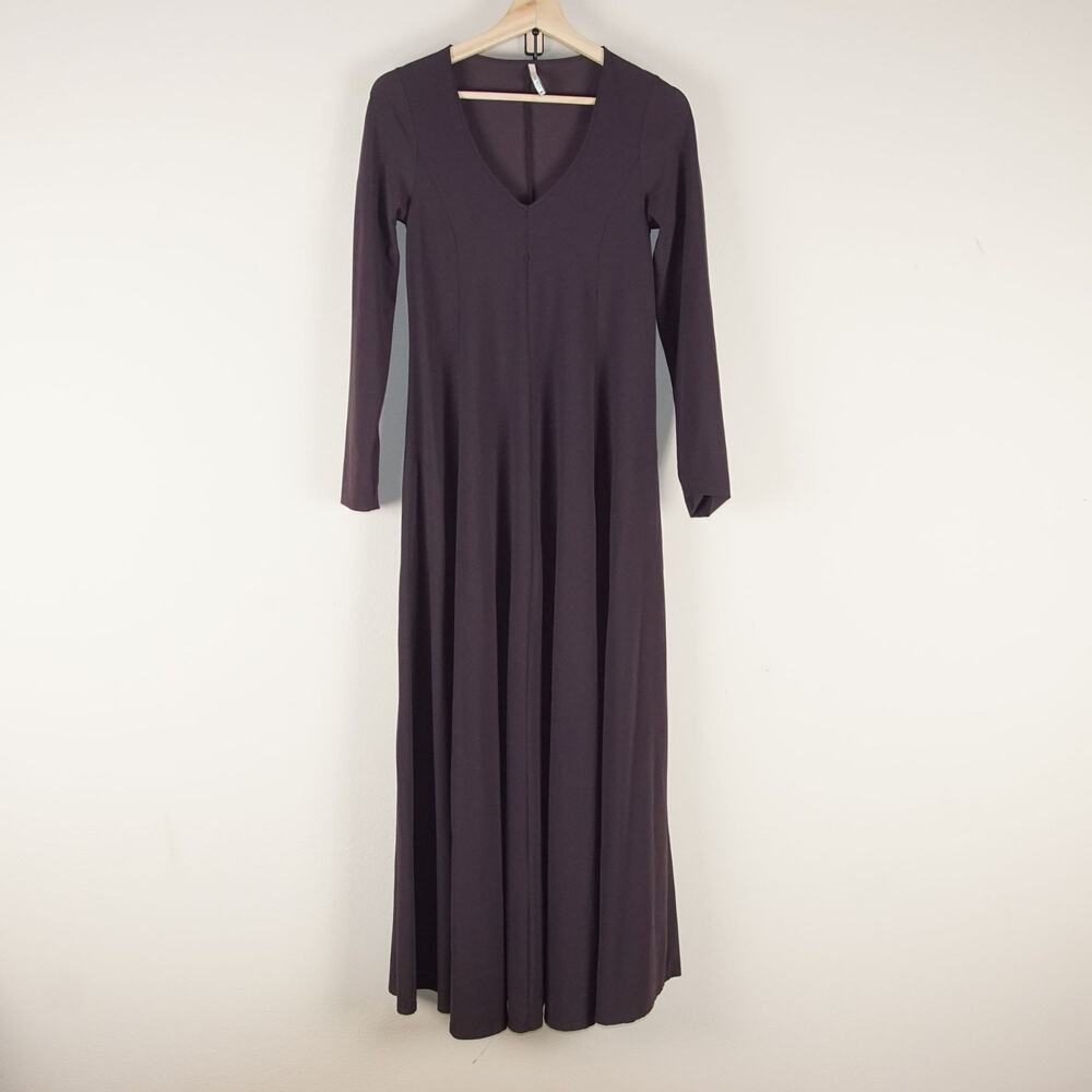 Indies Long Sleeve Tech Jersey Travel Ready Purple Maxi Dress Womens 38 / US 6
